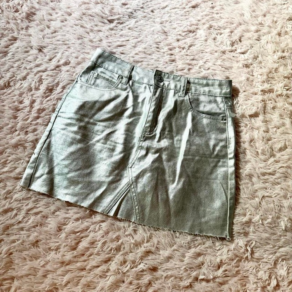 Silver Metallic Futuristic Rave Cutoff Miniskirt Womens S Eclectic Utility Urban